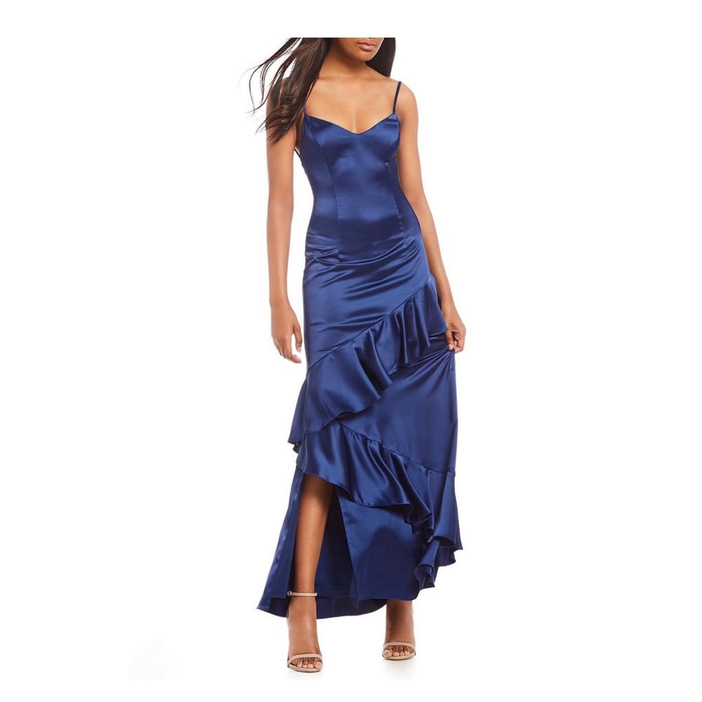 Adrianna Papell Ruffled Satin Gown